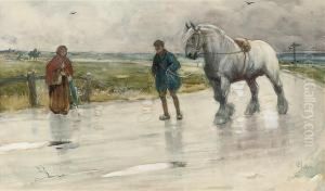 Leading The Way Home: A Suffolk Punch And His Groom by Cecil Charles Aldin