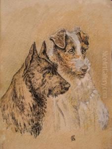 A Pair Of Terriers by Cecil Charles Aldin