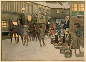 L'arrivee Et Le Repas A L'auberge by Cecil Charles Aldin