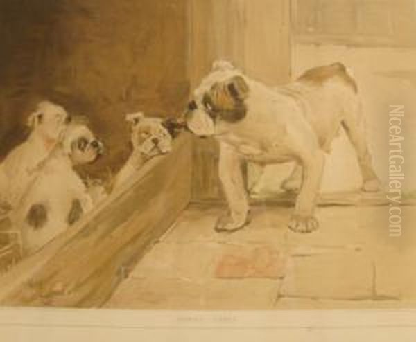 'family Cares', Depicting A Bulldog And Puppies - view 1