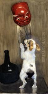 Playful Pup, Terrier, Noh Mask And Onion Bottle by Cecil Charles Aldin