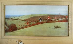 The Belvoir Hunt Into The Vale From Clawson Thorns by Cecil Charles Aldin