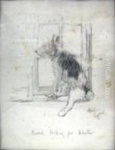 'punch Looking For Master', Pencil And Body Colour, Signed, 22cm X 17.5cm, Framed by Cecil Charles Aldin