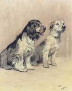 A Spaniel And A Terrier by Cecil Charles Aldin