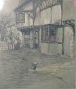 'old Inns Of England-the Bell In
Waltham And Four Others', Lithographs, Approximately 38.5cm X 33cm by Cecil Charles Aldin