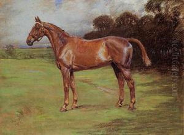 Chesnut Horse In A Landscape - view 1
