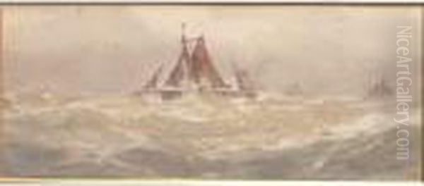 Sailing Ships On A Rough Sea - view 1