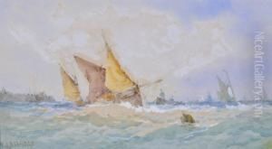 Fishing Fleet Off The Coast by Frederick James Aldridge