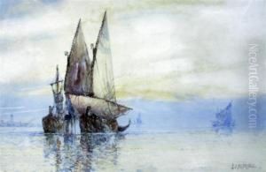 Boats Off Venice by Frederick James Aldridge