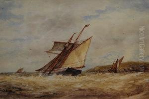Top Sail Schooner Off The South Coast by Frederick James Aldridge