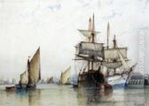 Shipping On The Thames by Frederick James Aldridge