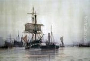 Shipping On The Thames by Frederick James Aldridge