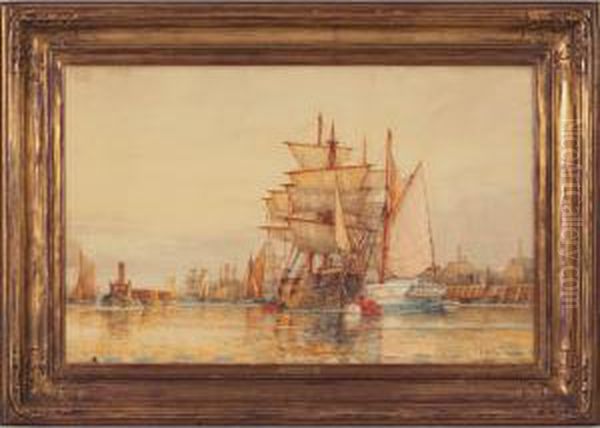 Shipping On The Thames, Drying Sails - view 1