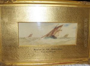 Winter In The North Sea, Signed With A Monogram, Watercolour by Frederick James Aldridge