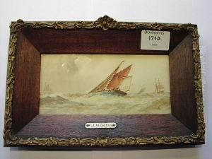 Fishing Boats In Heavy Seas. by Frederick James Aldridge