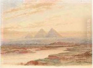 Pyramids At Gizeh And Arab Village