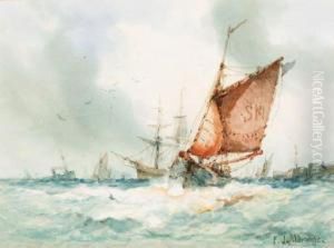 Shipping Off Shoreham by Frederick James Aldridge