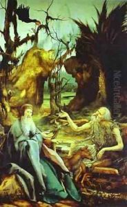 St Anthony Visiting St Paul The Hermit In The Desert 1512-15 by Matthias Grunewald (Mathis Gothardt)