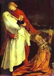 The Crucifixion Detail Virgin Mary St John Evangelist And St by Matthias Grunewald (Mathis Gothardt)