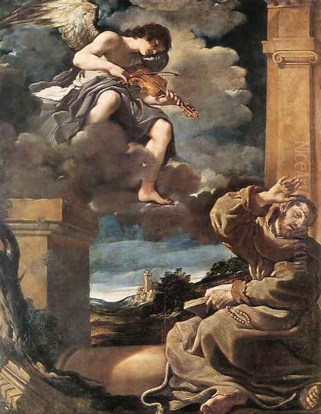 St Francis with an Angel Playing Violin - view 1