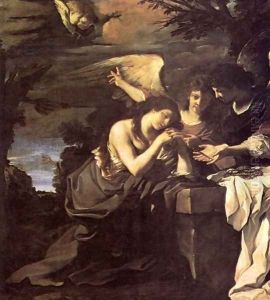 Magdalen And Two Angels 1622 by Giovanni Francesco Barbieri