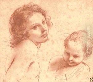 Heads of a youth and a young boy by Giovanni Francesco Barbieri