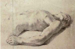A reclining nude, half-length by Giovanni Francesco Barbieri