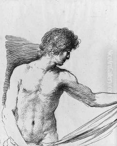 A draped Youth holding some Drapery, half-length by Giovanni Francesco Barbieri