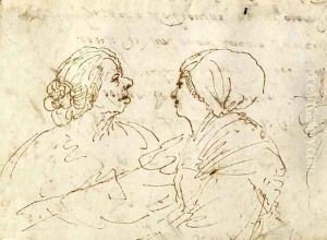 Study Of Two Women Conversing, Half-Length by Giovanni Francesco Barbieri