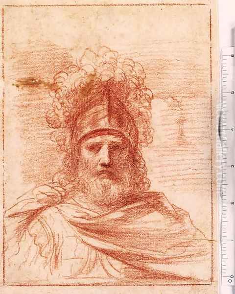 The Head of a Soldier wearing a plumed Helmet - view 1