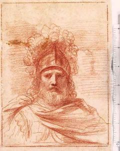 The Head of a Soldier wearing a plumed Helmet by Giovanni Francesco Barbieri