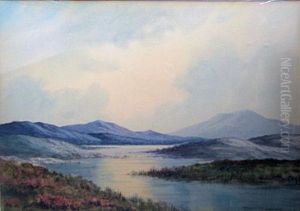 Lake Scene With Hills In Background