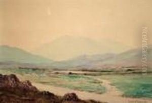 Mountain Landscape; Watercolour, Signed, Bears Inscription Verso, 25x36cm