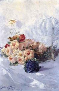 Still Life with Flowers and Fan by Abbott Fuller Graves