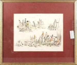 A Set Of Four Hand Coloured Hunting Prints by Henry Thomas Alken