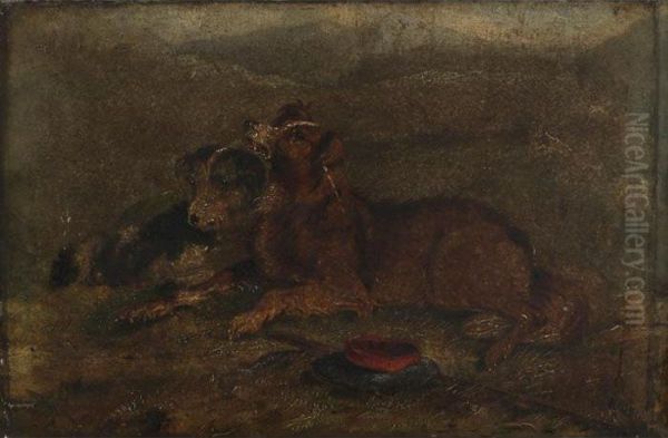 Terriers Resting In A Landscape - view 1