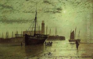 The Lighthouse At Scarborough by John Atkinson Grimshaw