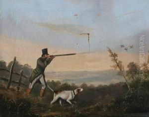 A Gentleman Pheasant Shooting, With Hound Before A Landscape by Henry Thomas Alken