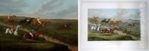 A Steeple Chase, With Emulation Fired They Strain To Lead The Field, Top The Barr D Gate by Henry Thomas Alken