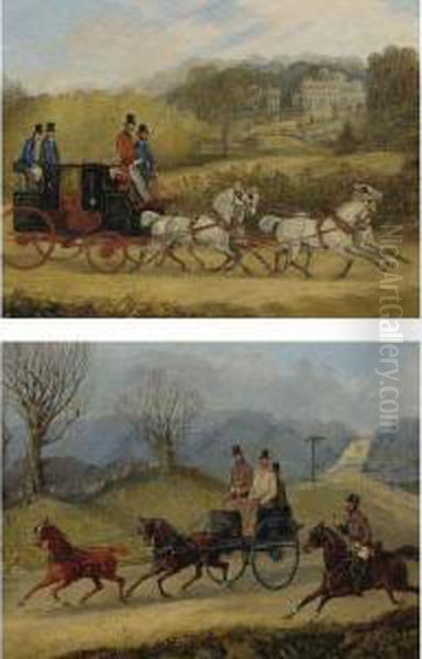 Coach And Four Greys And Tandem Coach: Two Coaching Scenes - view 1