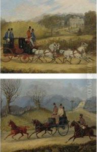 Coach And Four Greys And Tandem Coach: Two Coaching Scenes by Henry Thomas Alken