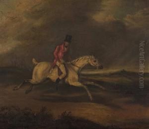 Huntsman On Horseback Galloping In An Extensive Landscape by Henry Thomas Alken