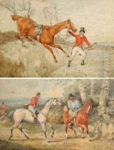 Leading His Horse Over A Brook And The Jolly Huntsman On Horseback Leading His Horse Over A Brook And The Jolly Huntsman On Horseback