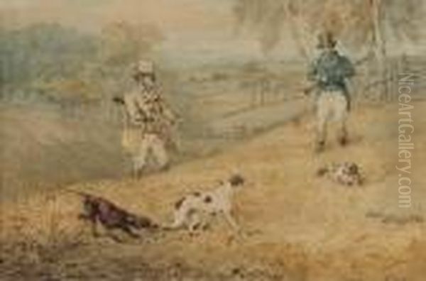A Day's Shooting (illustrated); A
 Sportsman Returning Home With Theday's Bag; And A Gun With His Pointers
 On A Hill - view 1