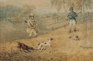 A Day's Shooting (illustrated); A
 Sportsman Returning Home With Theday's Bag; And A Gun With His Pointers
 On A Hill