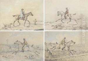 Hacking To The Meet; Approaching The Fence; Over The Fence; Andtrotting On by Henry Thomas Alken