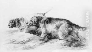 Setter And Pointer; English Retrievers: Pair by Henry Thomas Alken