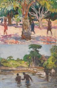 "baigneurs" Et "sous Les Palmiers". by Fernand Allard L'Olivier
