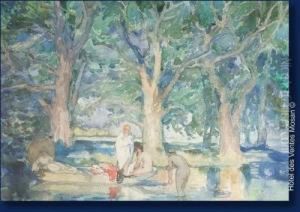 Jeunes-femmes Au Bord D'un Lac by Fernand Allard L'Olivier