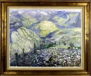 [ Le Cirque De Gavarnie.] Huile Sur Toile, Signee En Bas A Gauche